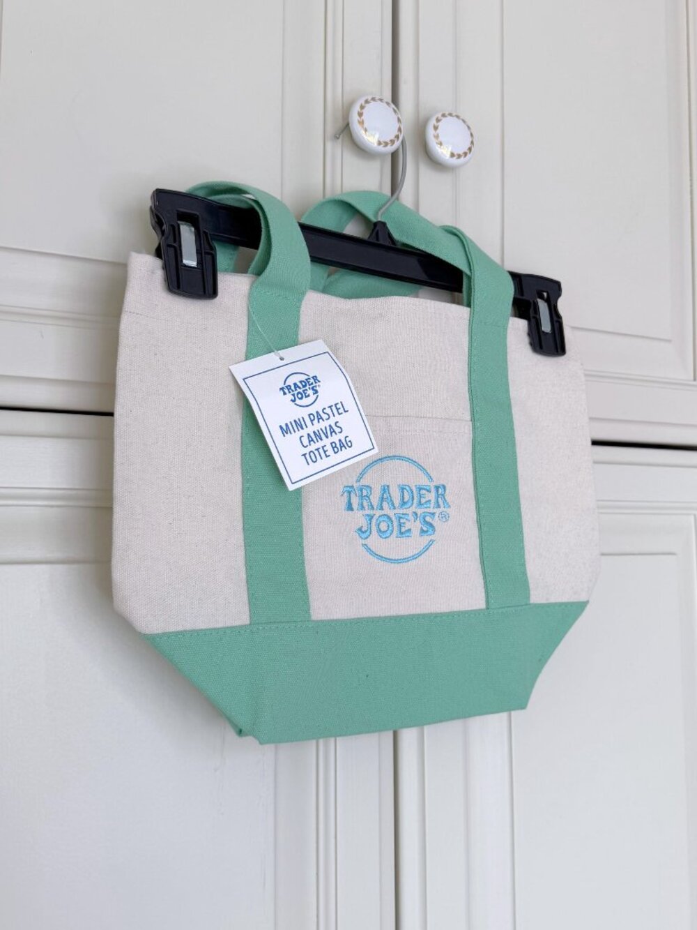 Trader Joe's Canvas Tote Bag Mint Green